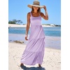 image:imageANRABESS Womens Summer Flowy Maxi Dress Square Neck Sundress with PocketsPurple