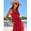 image:imageANRABESS Womens Summer Flowy Maxi Dress Square Neck Sundress with PocketsRed