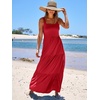 image:imageANRABESS Womens Summer Flowy Maxi Dress Square Neck Sundress with PocketsRed