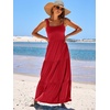 image:imageANRABESS Womens Summer Flowy Maxi Dress Square Neck Sundress with PocketsRed