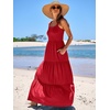 image:imageANRABESS Womens Summer Flowy Maxi Dress Square Neck Sundress with PocketsRed