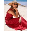image:imageANRABESS Womens Summer Flowy Maxi Dress Square Neck Sundress with PocketsRed