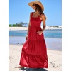 image:imageANRABESS Womens Summer Flowy Maxi Dress Square Neck Sundress with PocketsRed