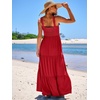 image:imageANRABESS Womens Summer Flowy Maxi Dress Square Neck Sundress with PocketsRed