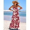 image:imageANRABESS Womens Summer Flowy Maxi Dress Square Neck Sundress with PocketsRed Yellow Floral