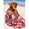 image:imageANRABESS Womens Summer Flowy Maxi Dress Square Neck Sundress with PocketsRed Yellow Floral