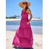 image:imageANRABESS Womens Summer Flowy Maxi Dress Square Neck Sundress with PocketsRose Pink