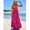image:imageANRABESS Womens Summer Flowy Maxi Dress Square Neck Sundress with PocketsRose Pink