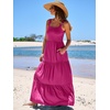 image:imageANRABESS Womens Summer Flowy Maxi Dress Square Neck Sundress with PocketsRose Pink