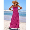 image:imageANRABESS Womens Summer Flowy Maxi Dress Square Neck Sundress with PocketsRose Pink