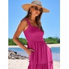 image:imageANRABESS Womens Summer Flowy Maxi Dress Square Neck Sundress with PocketsRose Pink