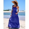 image:imageANRABESS Womens Summer Flowy Maxi Dress Square Neck Sundress with PocketsRoyal Blue