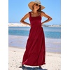 image:imageANRABESS Womens Summer Flowy Maxi Dress Square Neck Sundress with PocketsWine Red