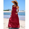 image:imageANRABESS Womens Summer Flowy Maxi Dress Square Neck Sundress with PocketsWine Red