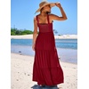 image:imageANRABESS Womens Summer Flowy Maxi Dress Square Neck Sundress with PocketsWine Red