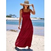image:imageANRABESS Womens Summer Flowy Maxi Dress Square Neck Sundress with PocketsWine Red