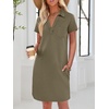 image:imageANRABESS Womens TShirt Mini Dress Summer Polo Neck Short Sleeve SundressArmy Green