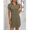 image:imageANRABESS Womens TShirt Mini Dress Summer Polo Neck Short Sleeve SundressArmy Green