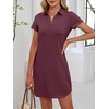 image:imageANRABESS Womens TShirt Mini Dress Summer Polo Neck Short Sleeve SundressBurgundy
