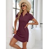 image:imageANRABESS Womens TShirt Mini Dress Summer Polo Neck Short Sleeve SundressBurgundy