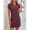 image:imageANRABESS Womens TShirt Mini Dress Summer Polo Neck Short Sleeve SundressBurgundy