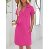 image:imageANRABESS Womens TShirt Mini Dress Summer Polo Neck Short Sleeve SundressHot Pink