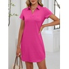 image:imageANRABESS Womens TShirt Mini Dress Summer Polo Neck Short Sleeve SundressHot Pink