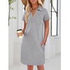 image:imageANRABESS Womens TShirt Mini Dress Summer Polo Neck Short Sleeve SundressLight Grey