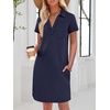 image:imageANRABESS Womens TShirt Mini Dress Summer Polo Neck Short Sleeve SundressNavy Blue