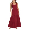 image:imageANRABESS Womens Summer Flowy Maxi Dress Square Neck Sundress with PocketsWine Red