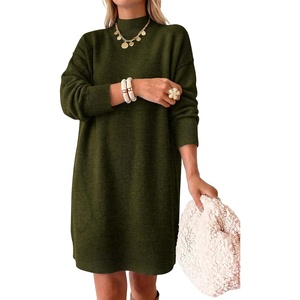 image:imageANRABESS Sweater Dress for Women Fall Oversized Mock Neck Long Sleeve DressArmy Green