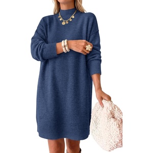 image:imageANRABESS Sweater Dress for Women Fall Oversized Mock Neck Long Sleeve DressBlue