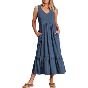 image:imageANRABESS Womens Sleeveless Summer Casual Maxi Dresses with PocketsBlue