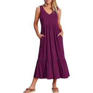 image:imageANRABESS Womens Sleeveless Summer Casual Maxi Dresses with PocketsDark Purple
