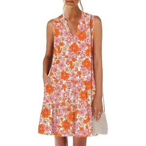 image:imageANRABESS Womens Summer Mini Dress Casual Sleeveless Sundress with PocketsChrysanthemum Floral