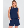 image:imageANRABESS 2 Piece Sets for Women Summer Tank Top Matching Lounge Shorts SetNavy Blue