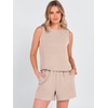image:imageANRABESS 2 Piece Sets for Women Summer Tank Top Matching Lounge Shorts SetParchment