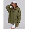 image:imageANRABESS Sweatshirt for Women Oversized Casual Fall Henley Pullover TopArmy Green