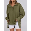 image:imageANRABESS Sweatshirt for Women Oversized Casual Fall Henley Pullover TopArmy Green