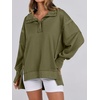 image:imageANRABESS Sweatshirt for Women Oversized Casual Fall Henley Pullover TopArmy Green
