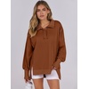 image:imageANRABESS Sweatshirt for Women Oversized Casual Fall Henley Pullover TopBrown