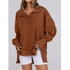 image:imageANRABESS Sweatshirt for Women Oversized Casual Fall Henley Pullover TopBrown