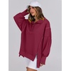 image:imageANRABESS Sweatshirt for Women Oversized Casual Fall Henley Pullover TopDeep Red