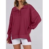 image:imageANRABESS Sweatshirt for Women Oversized Casual Fall Henley Pullover TopDeep Red