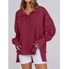 image:imageANRABESS Sweatshirt for Women Oversized Casual Fall Henley Pullover TopDeep Red