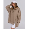 image:imageANRABESS Sweatshirt for Women Oversized Casual Fall Henley Pullover TopKhaki