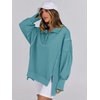image:imageANRABESS Sweatshirt for Women Oversized Casual Fall Henley Pullover TopLake Green