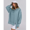 image:imageANRABESS Sweatshirt for Women Oversized Casual Fall Henley Pullover TopLight Grey Blue