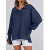 image:imageANRABESS Sweatshirt for Women Oversized Casual Fall Henley Pullover TopNavy Blue