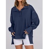 image:imageANRABESS Sweatshirt for Women Oversized Casual Fall Henley Pullover TopNavy Blue